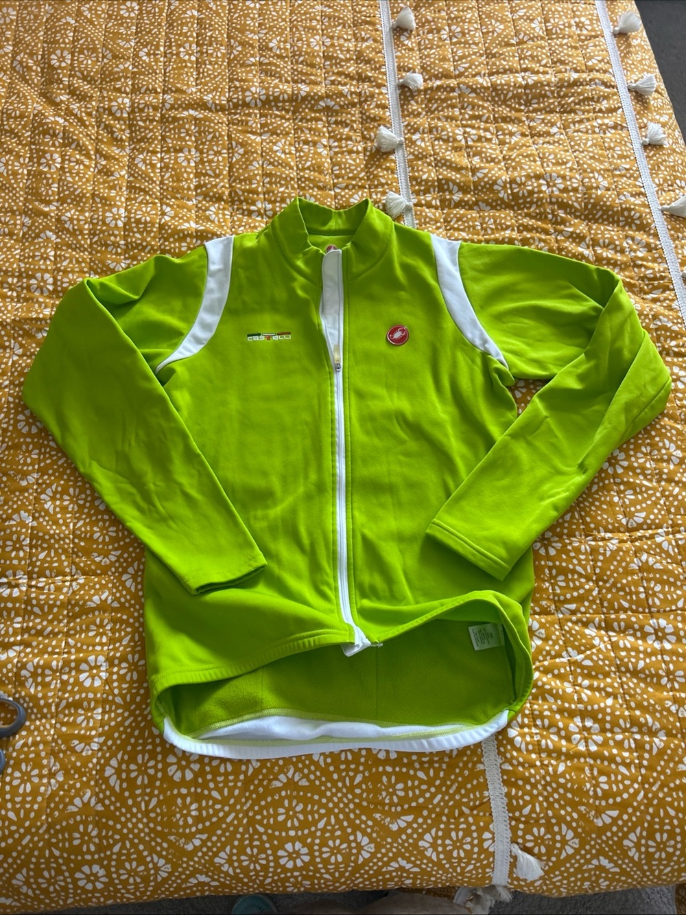 Castelli Lime Green Cycling Jacket with White Accents WomensM